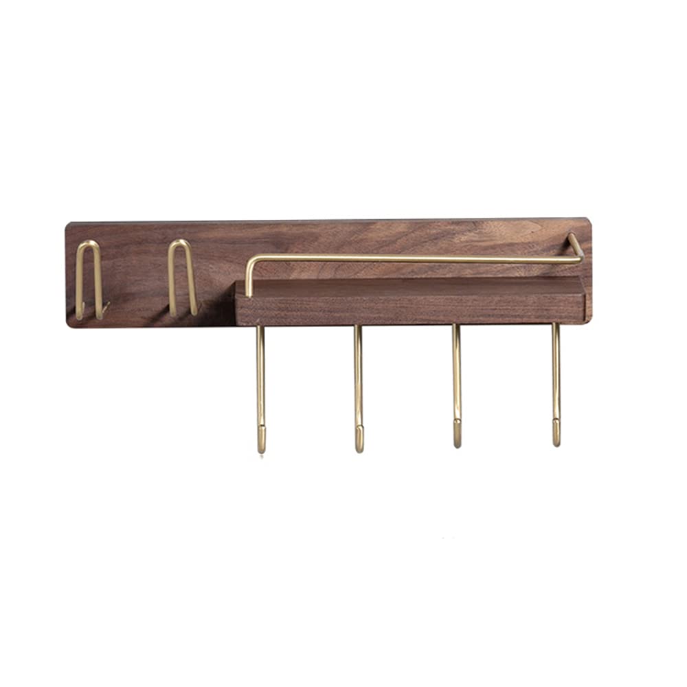 Wooden Wall-Mounted Bathroom Organizer - Hair Dryer Holder, Towel Rack & Curling Iron Storage with Diffuser Nozzle & Toothbrush Hooks | Perfect for Small Bathrooms, Salon Stations & Vanity Organization