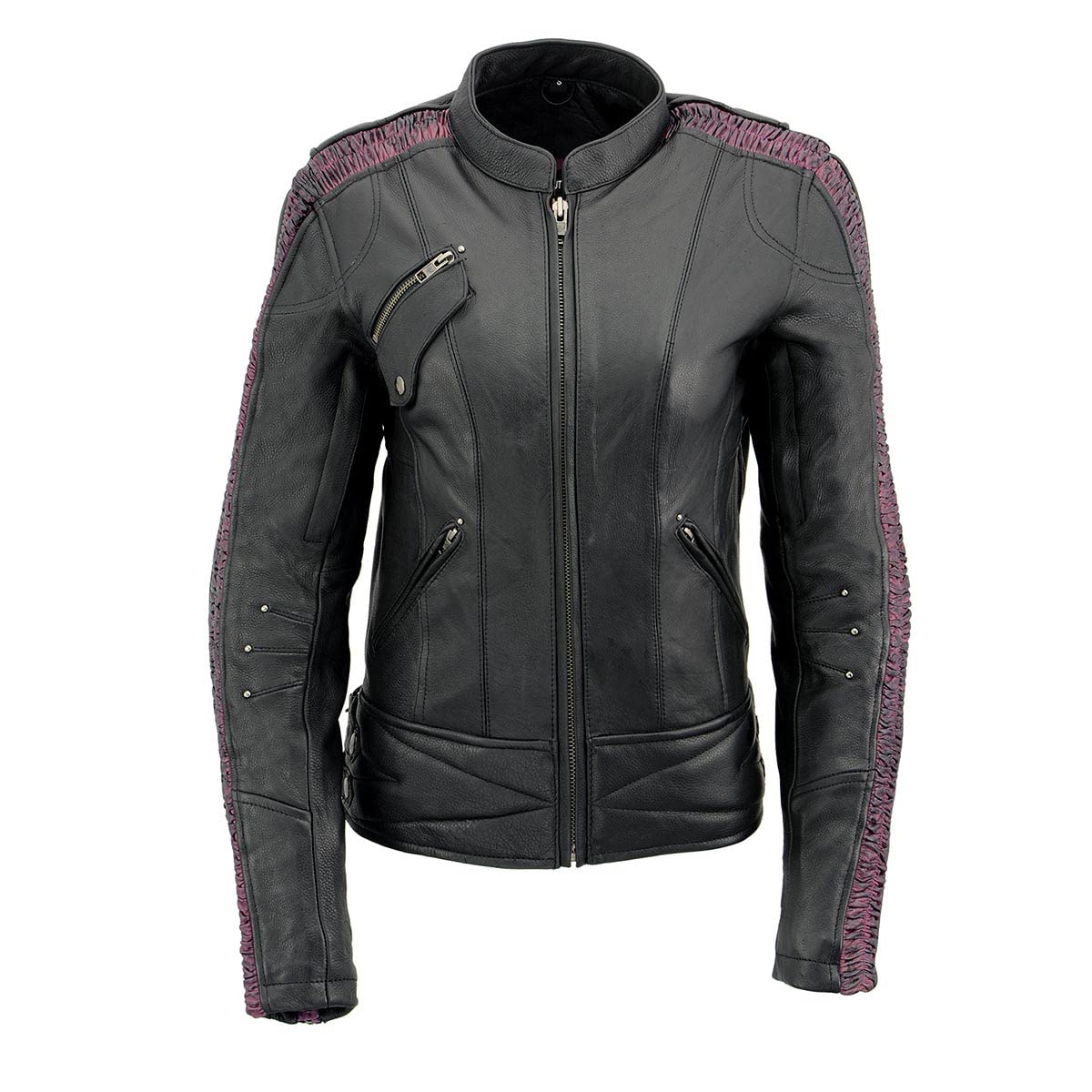 Milwaukee Leather MLL2570 Women's Black 'Phoenix Embroidered' Biker Jacket - Premium Genuine Leather Motorcycle Jacket for Women - Perfect for Riding, Motorcycle Events & Casual Wear
