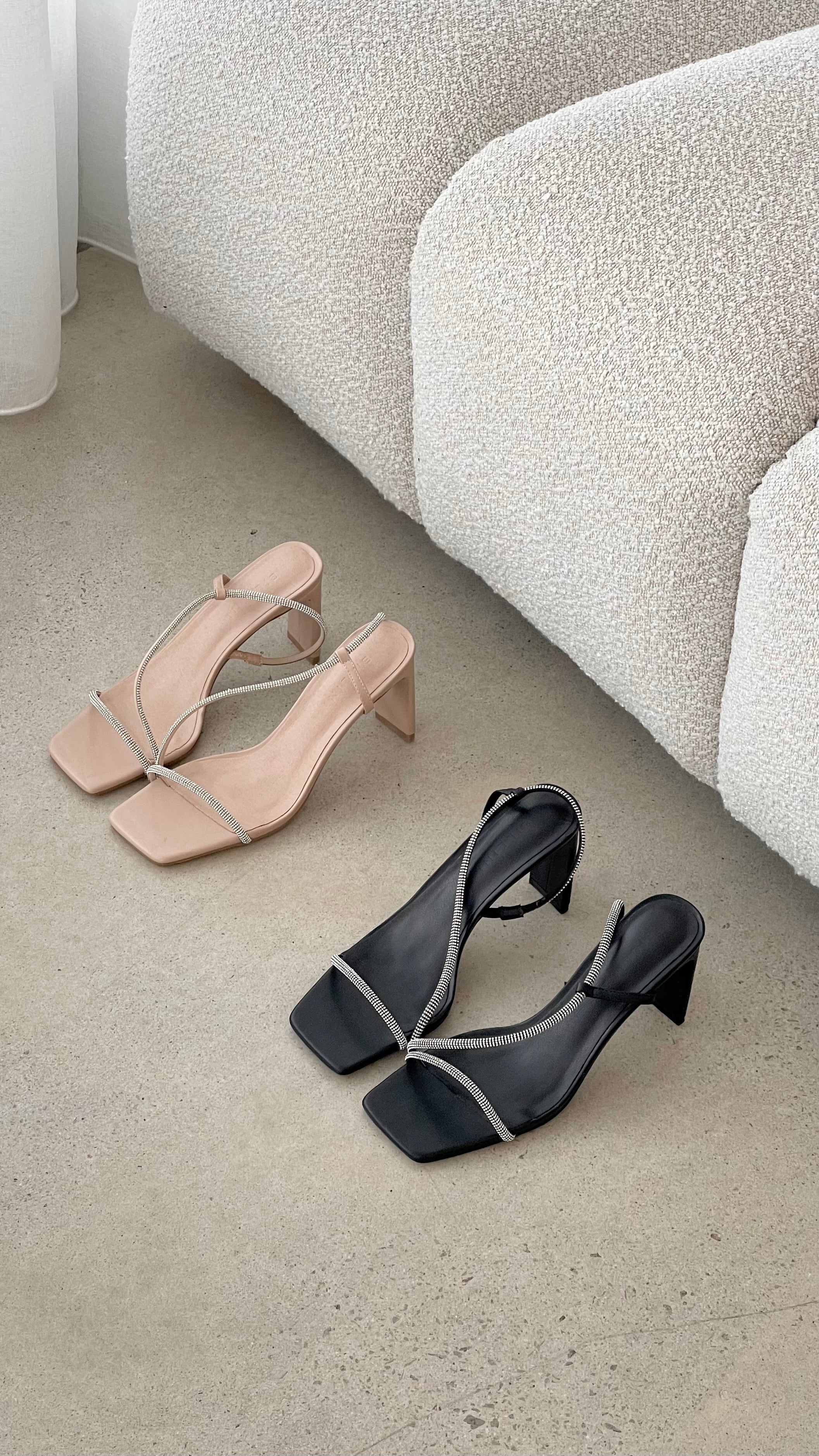 Kaye Heels - Nude Diamante Stiletto Pumps for Women | Elegant High Heels for Parties, Weddings & Evening Events