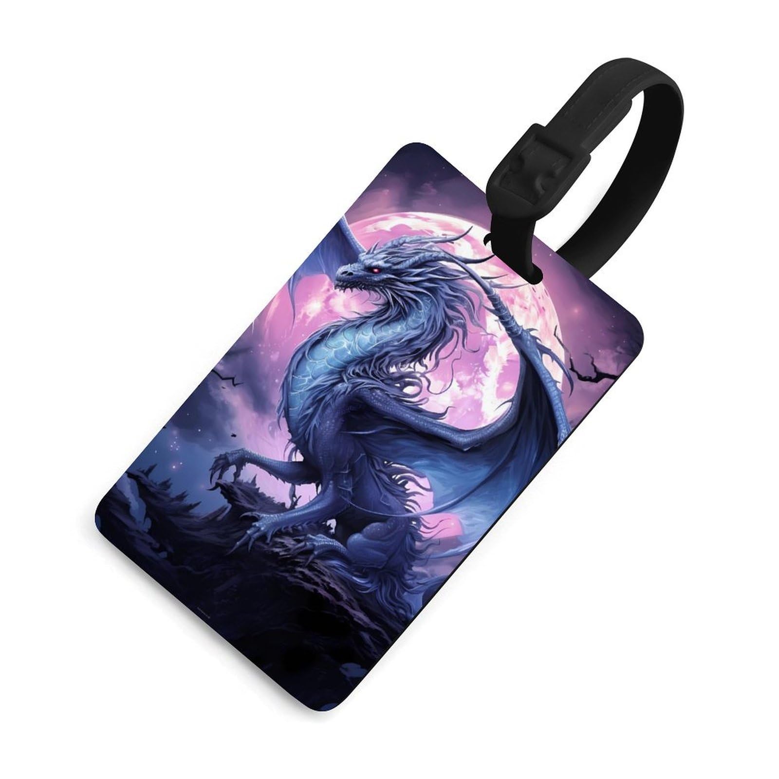 Cute Purple Dragon Luggage Tags for Travel - Durable Suitcase ID Labels with Metal Loop - Perfect for Kids, Backpacks & Carry-On Bags (Set of 4) | Airplane, Cruise & Vacation Travel Accessories