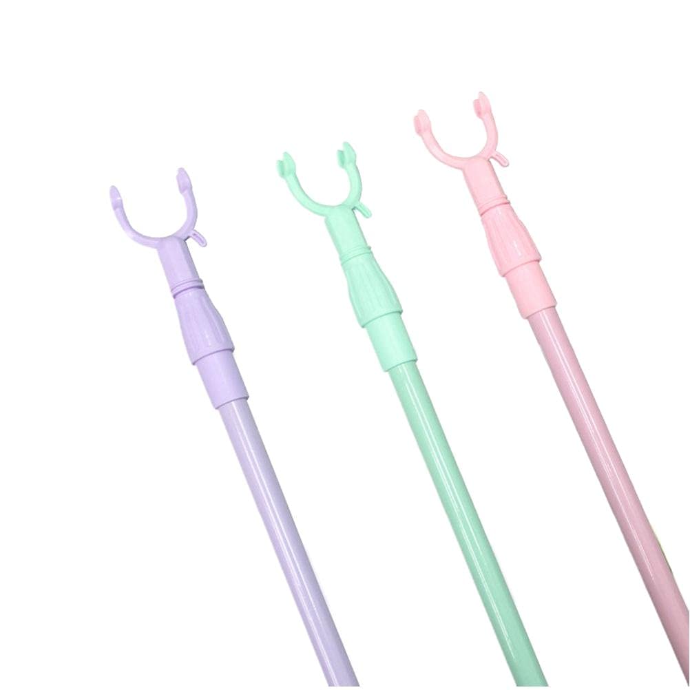 Extendable Telescopic Clothes Hanger with Utility Hook - Adjustable Long Reach Pole for Closet Organization, Laundry Room & High Ceiling Storage (Random Color) - Perfect for Hanging Clothes, Curtains & Hard-to-Reach Items