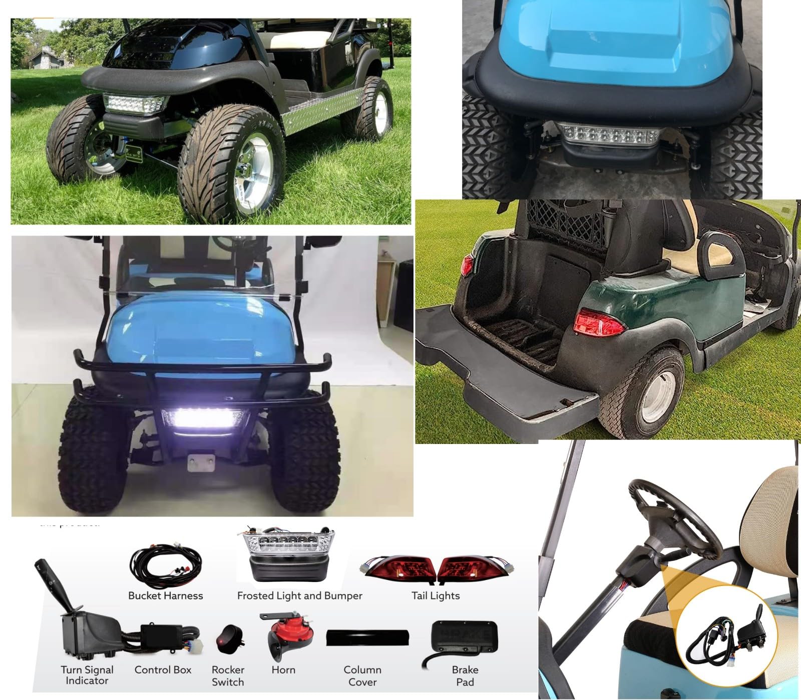 Club Car Precedent Complete LED Light Kit with Turn Signals, Hazard Flasher, Horn & Brake - Fits 2004 & Up Models - Perfect for Golf Cart Safety & Night Driving