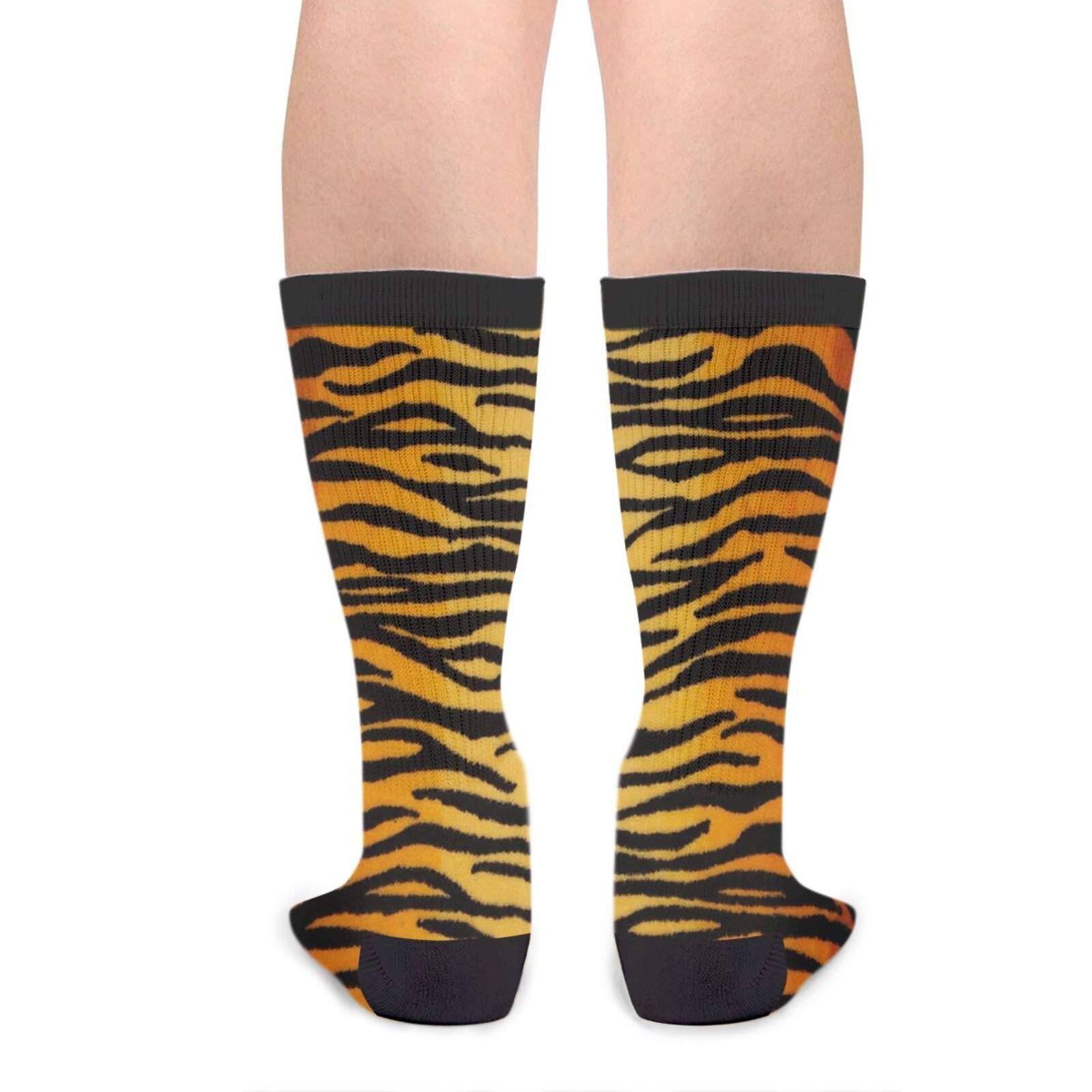 Funky Animal Print Tiger Black Gold Socks for Men & Women - Novelty Crew Tube Casual Socks for Party, Cosplay & Everyday Wear