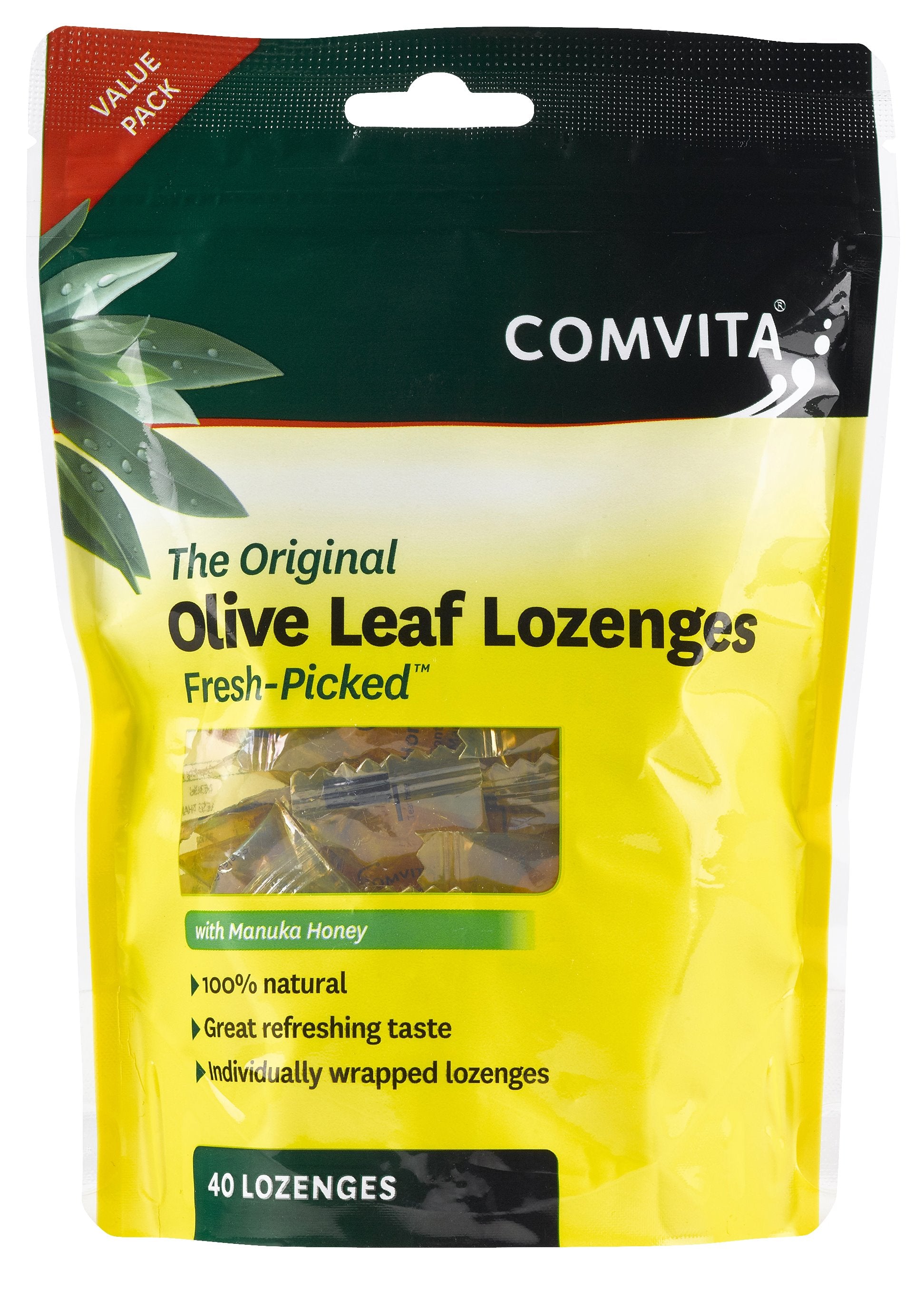 Comvita Olive Leaf Extract Lozenges - Natural Immune Support Supplement with Antioxidants - Perfect for Cold & Flu Season, Travel Wellness, and Daily Immune Boosting