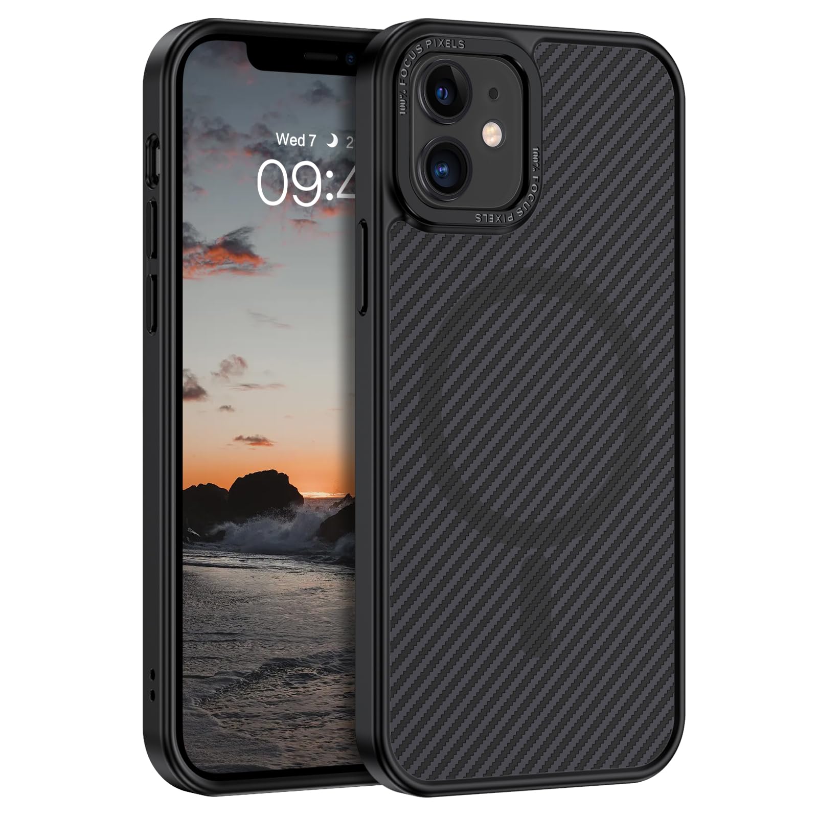 YINLAI Magnetic Phone Case for iPhone 11 6.1-Inch [Magsafe Compatible] - Carbon Fiber Slim Protective Cover with Metal Frame & Buttons | Shockproof & Wireless Charging Support | Perfect for Men & Women | Ideal for Daily Use, Work & Outdoor Activities (Black)