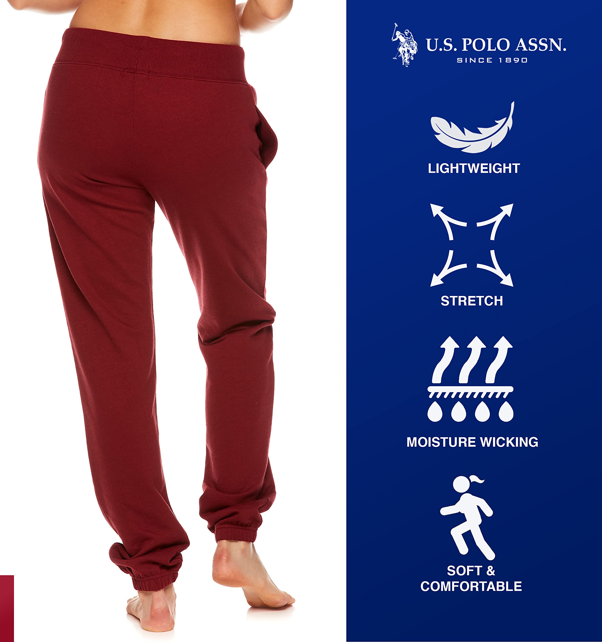 U.S. Polo Assn. Women's Essential French Terry Joggers with Pockets - Soft, Breathable Sweatpants for Lounge, Yoga & Running | Casual Comfort Pants for Women