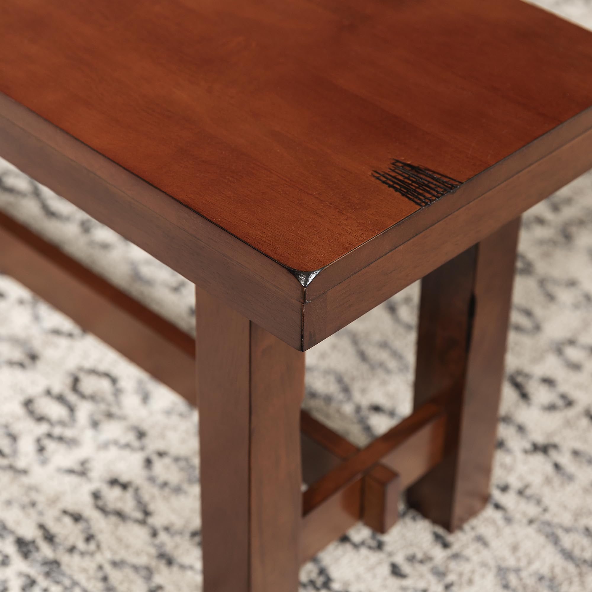 Rustic Farmhouse Wood Distressed Dining Bench - 60 Inch Kitchen Table Bench Seat for 3 - Brown Oak Finish - Perfect for Farmhouse Kitchens, Dining Rooms & Breakfast Nooks