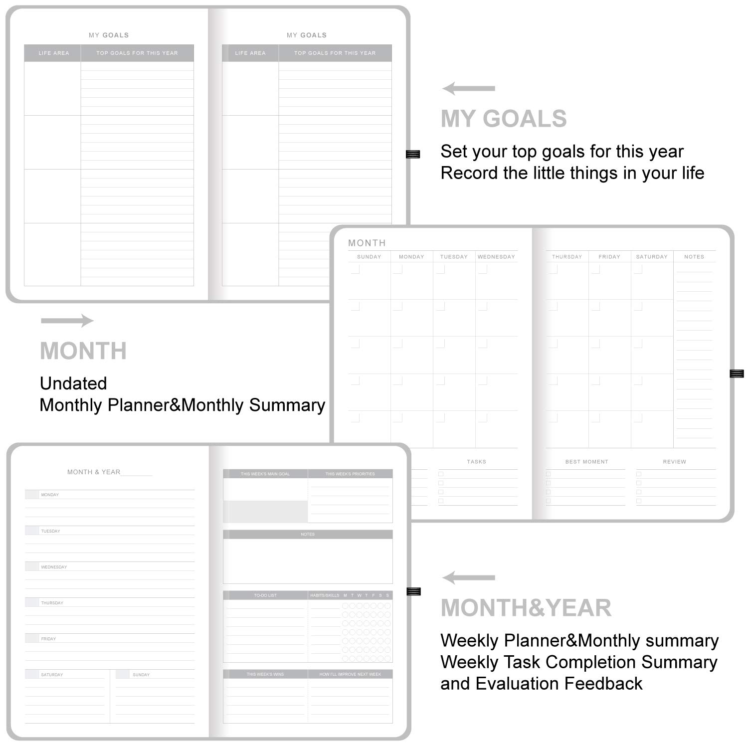 2024-2025 Undated Academic Planner - Weekly & Monthly Hardcover Organizer (5.6
