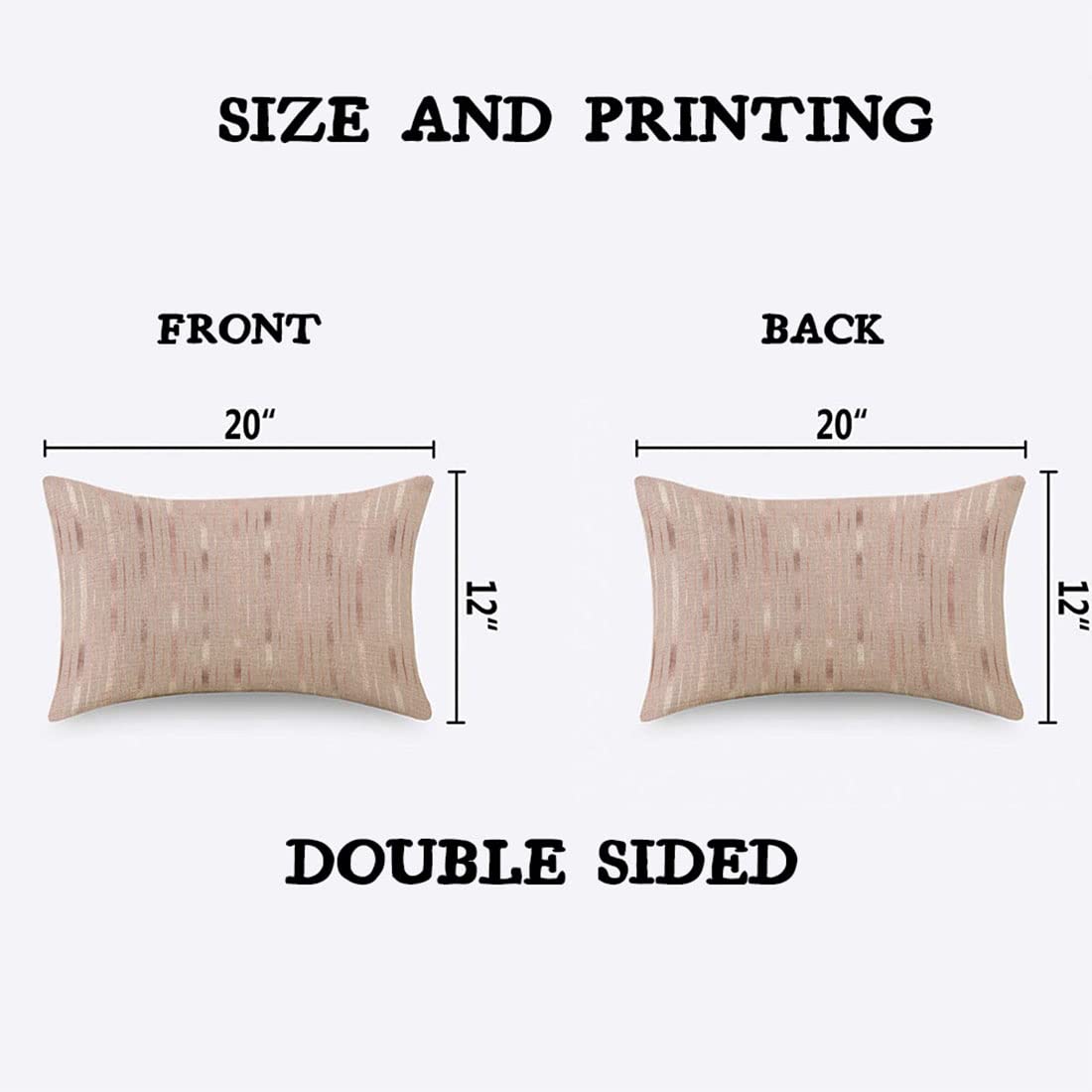 Luxury Rose Gold & Gold Vertical Stripes Pillow Cover 12x20 Inch - Geometric Pattern Decorative Throw Pillow with Pink Glitter - Farmhouse Home Decor for Living Room, Bedroom & Sofa Cushion Case