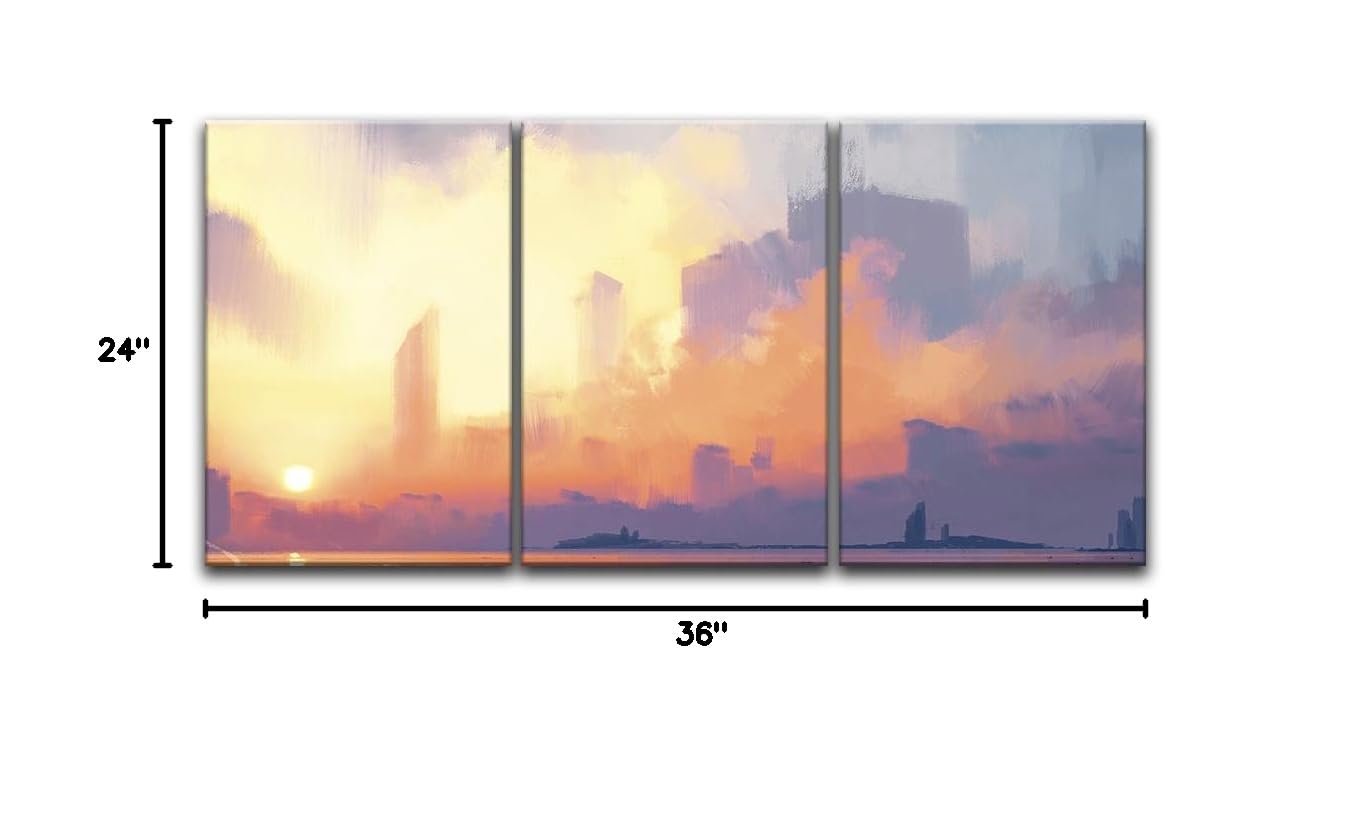 Wall26 3-Piece Canvas Wall Art - Abstract Ocean Seascape Oil Painting Style Giclee Print - Modern Gallery Wrapped Ready-to-Hang Wall Decor (24x36 Inches Each, Set of 3) - Perfect for Living Room, Bedroom & Office Decor