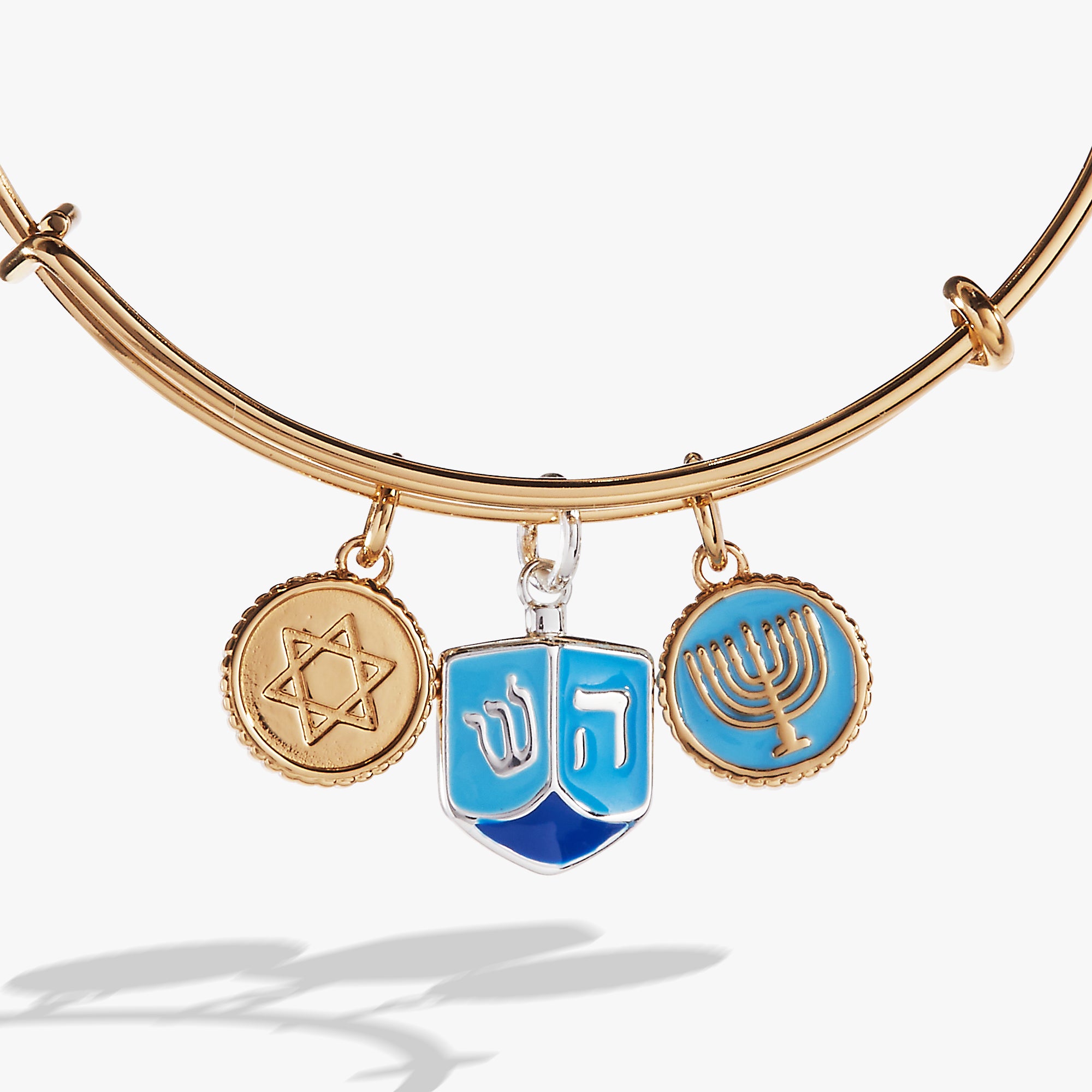 Festive Hanukkah Dreidel Bangle Bracelet - Elegant Jewish Holiday Jewelry for Women & Girls - Perfect for Hanukkah Gifts & Celebrations