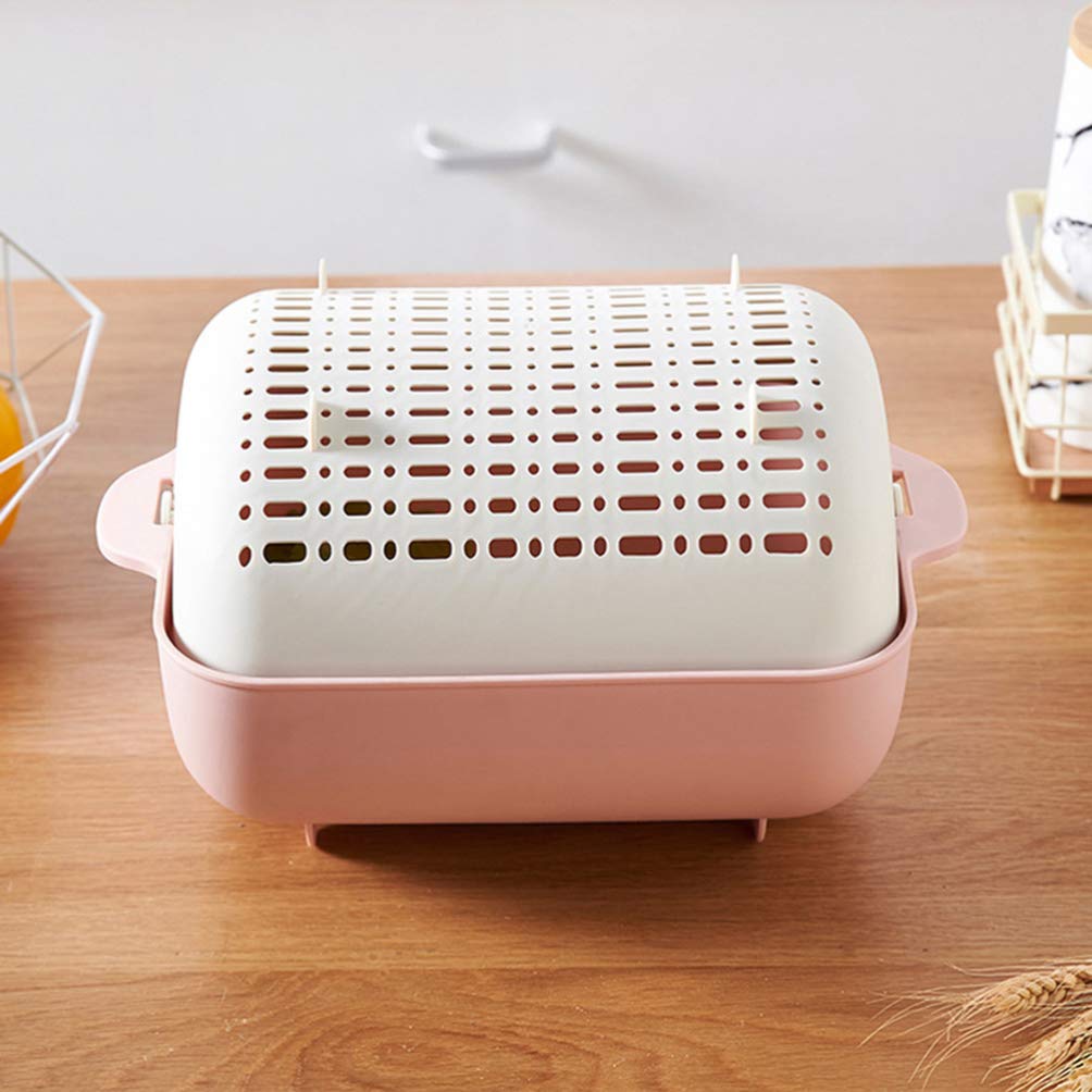 Premium Double Layer Rotating Rice Washer & Vegetable Colander - Hemoton Kitchen Strainer for Washing Rice, Fruits, and Vegetables - Ideal for Home & Restaurant Use