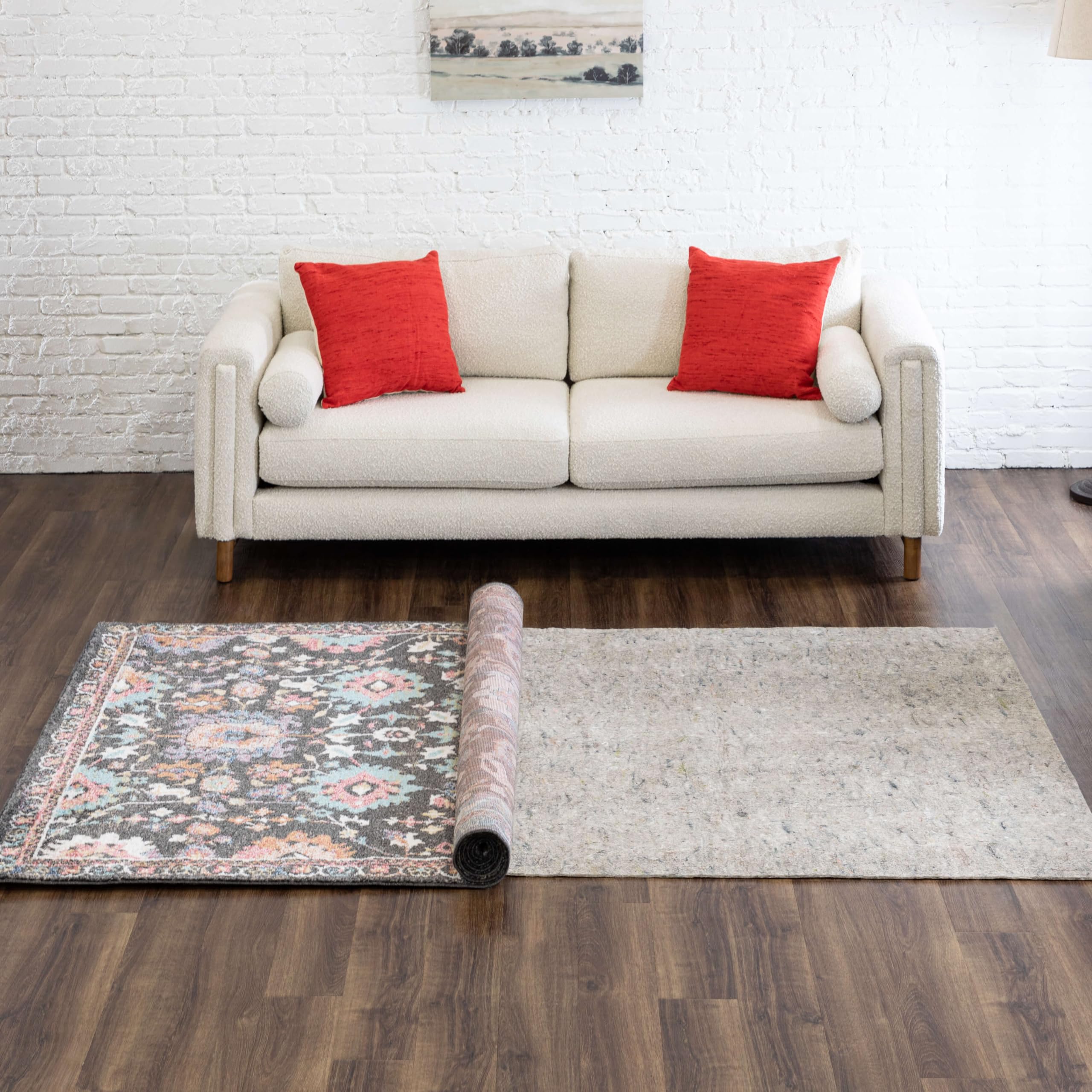 Mohawk Home 12' x 15' Non-Slip Rug Pad Gripper - 1/4 Inch Thick Dual Surface Felt & Rubber Backing - Safe for Hardwood, Tile, Laminate Floors - Perfect for Living Room, Bedroom, Office