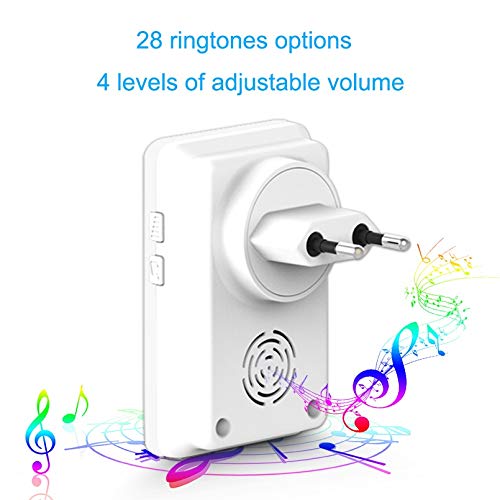 Waterproof Wireless Doorbell Kit with EU Plug - Easy Installation, 28 Chime Sounds, Smart Home Doorbell for Apartments & Houses (Ideal for Front Door, Back Door & Office)