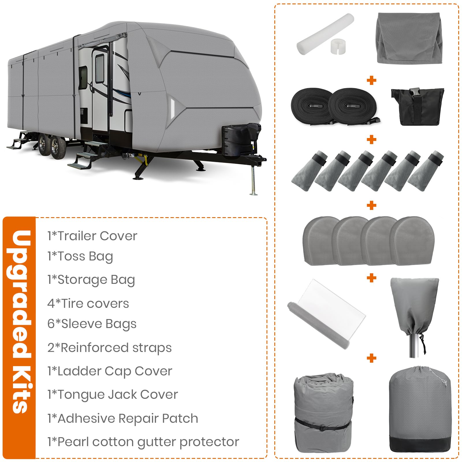 Leader RV Cover 30'-33' Windproof 5-Layer Camper Cover - for Travel Trailers & Camping