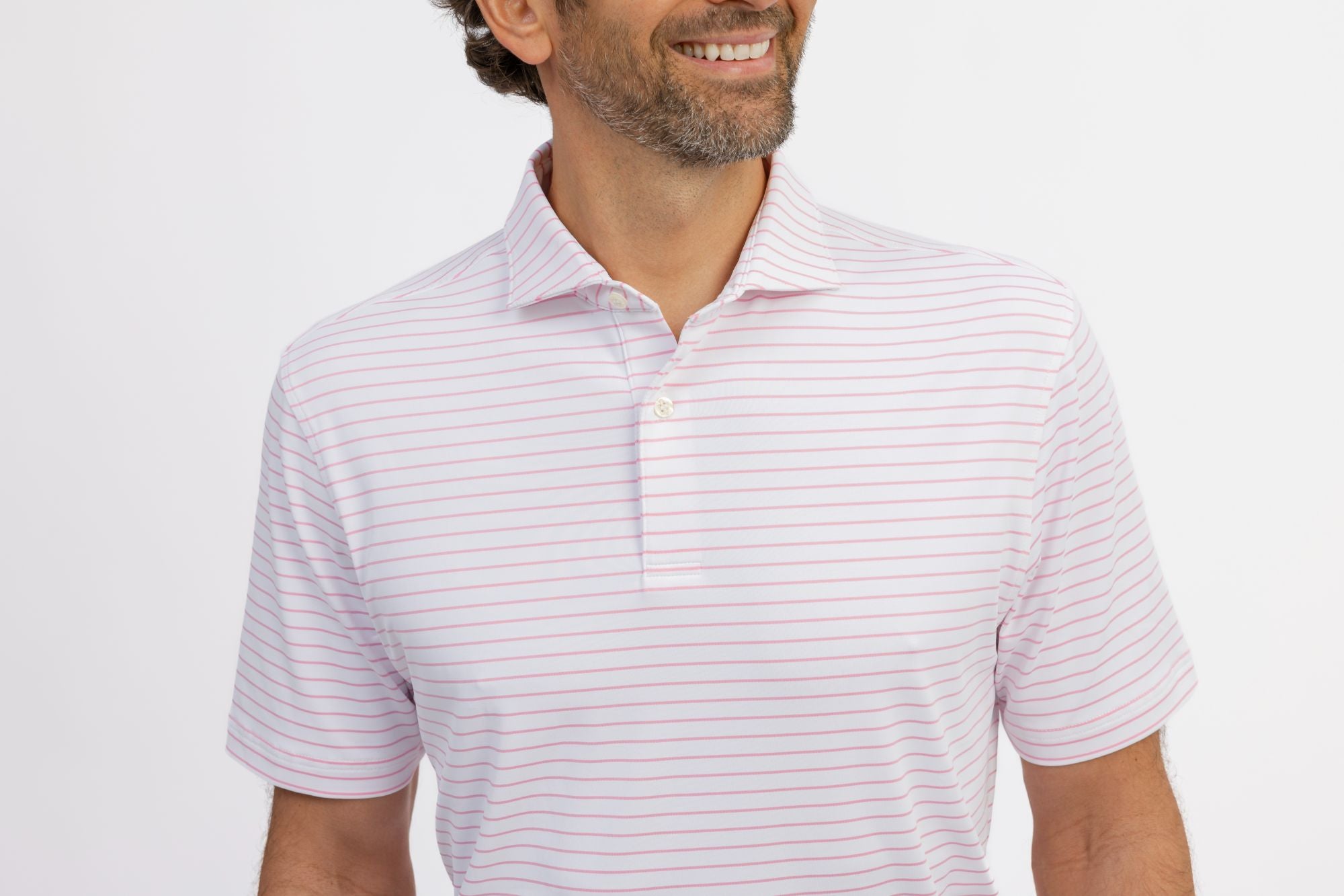 Men's Broad Stripe Polo Shirt - Classic Cotton Knit Casual Top for Golf, Work & Everyday Wear