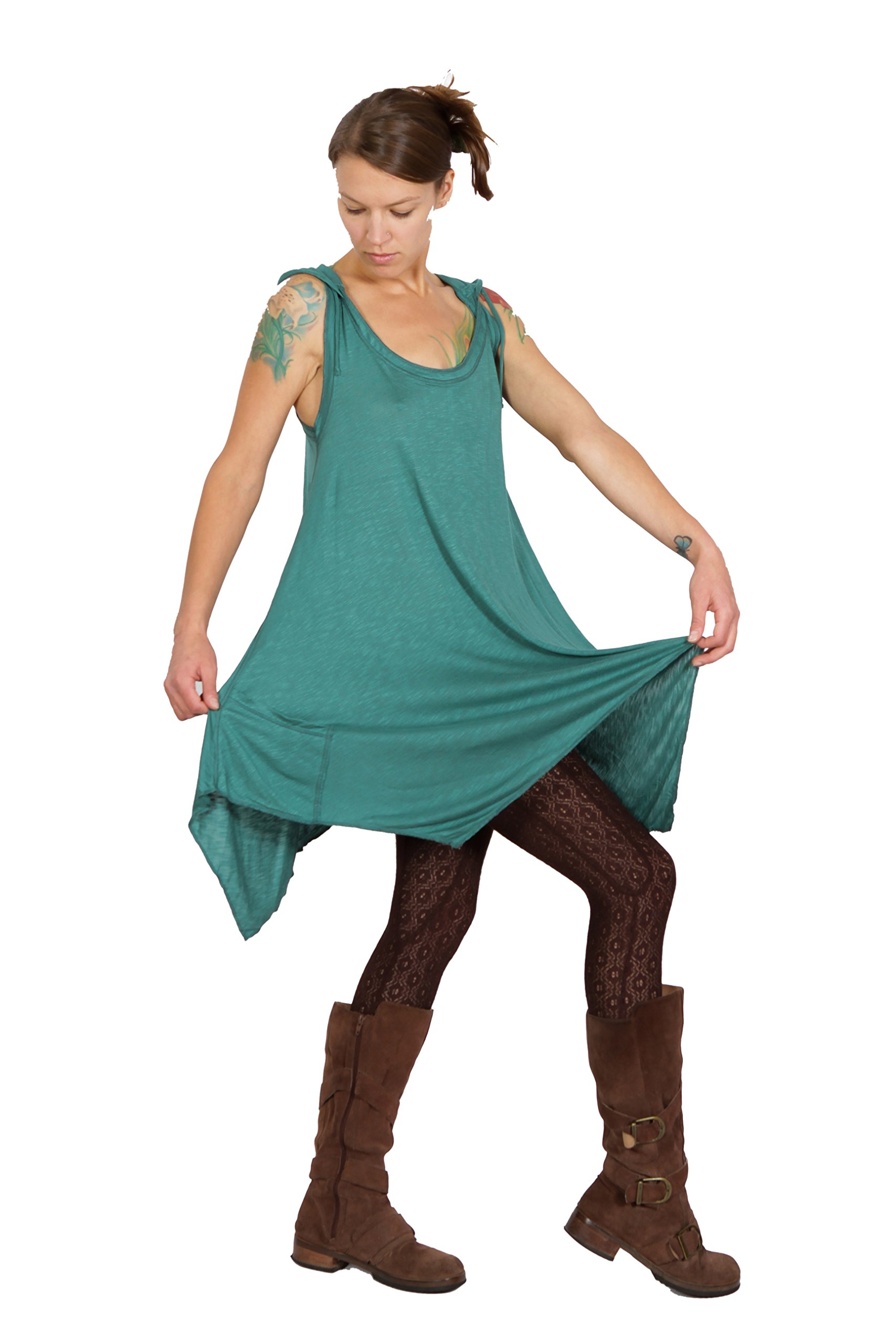 Women's Pixie Sleeveless Hoodie Dress - Casual Summer Sleeveless Hooded Tunic for Streetwear & Lounge Wear