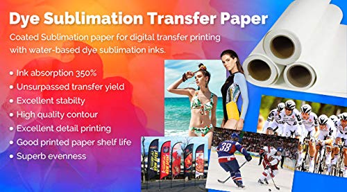 64in x 328ft Sublimation Paper Roll - 81gsm Heat Transfer Paper for T-Shirt Printing, Fabric Dye Sublimation - Perfect for DIY Apparel, Mugs, Phone Cases & Home Decor Projects