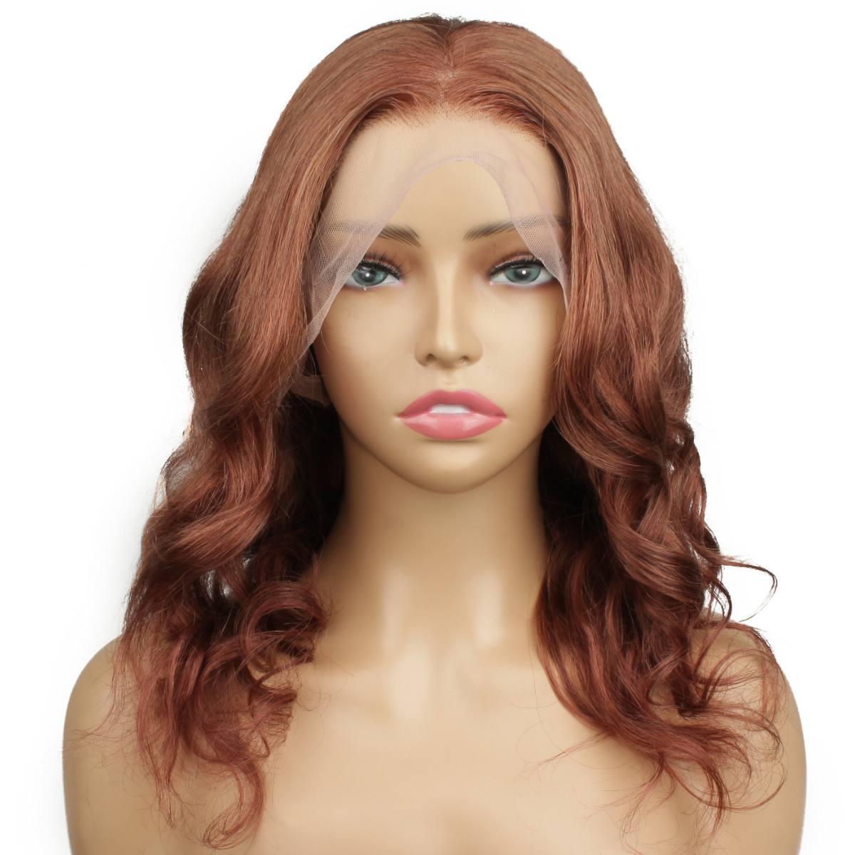 Dark Auburn Body Wave Full Transparent Lace 100% Human Hair Wig for Women - Natural Look for Daily Wear, Cosplay & Special Occasions