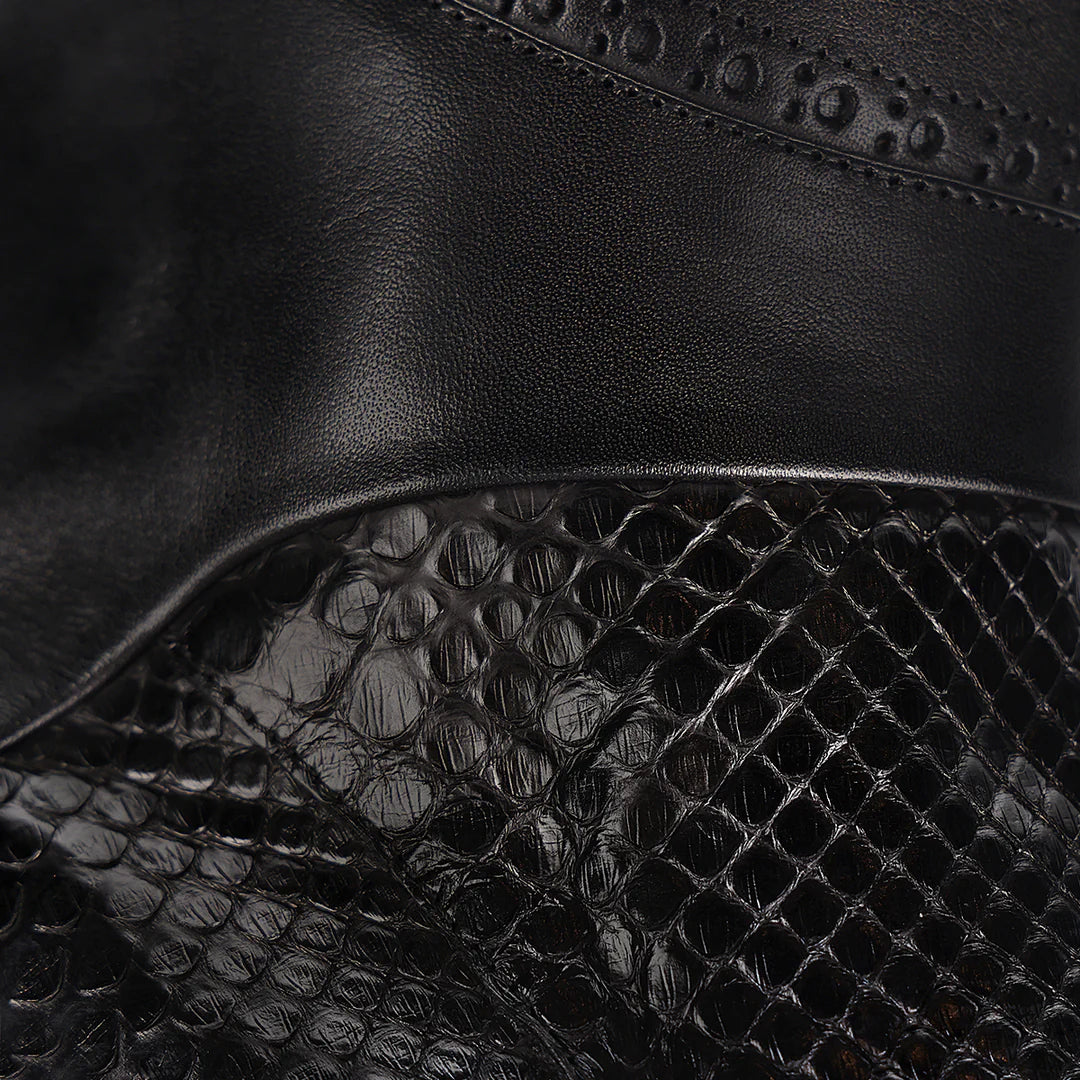 Franco Cuadra Women's Black Casual Fashion Python Skin Ankle Boots - 4G3PMTS - Perfect for Everyday Wear, Office & Night Out