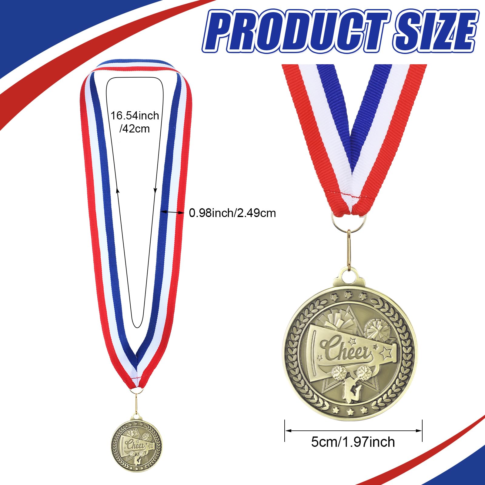 48 Pcs Gold Silver Bronze Award Medals with Neck Ribbons - Champion Medals for Sports Competitions, School Field Day, Birthday Party Prizes & Winner Trophies - Perfect for Track Meets, Soccer Tournaments & Award Ceremonies