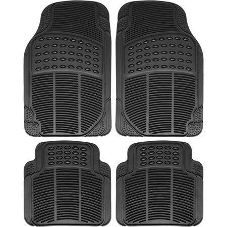 4-Piece Black Ridged Style Car Floor Mats Set - Non-Slip, Durable Protection for Sedans, SUVs & Trucks | Perfect for All-Weather Use, Easy to Clean & Maintain