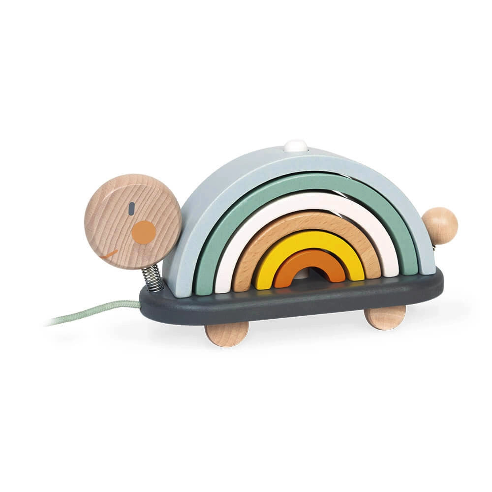 Janod Rainbow Turtle Stacking Toy - Colorful Wooden Baby Toy for Early Learning & Fine Motor Skills Development - Perfect for Toddlers Playtime, Birthday Gifts & Montessori Education