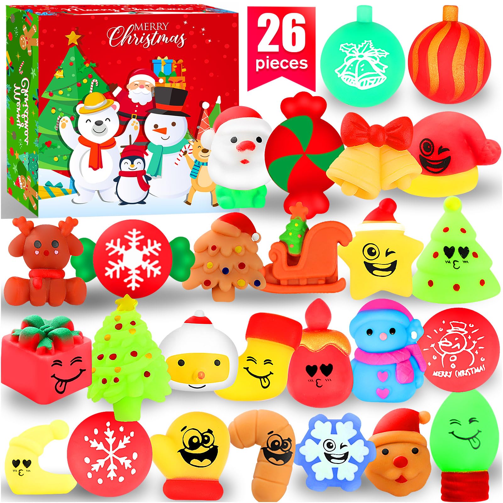 26 Pack Kawaii Cat Squishy Toys - Stress Relief Gifts for Birthdays & Parties