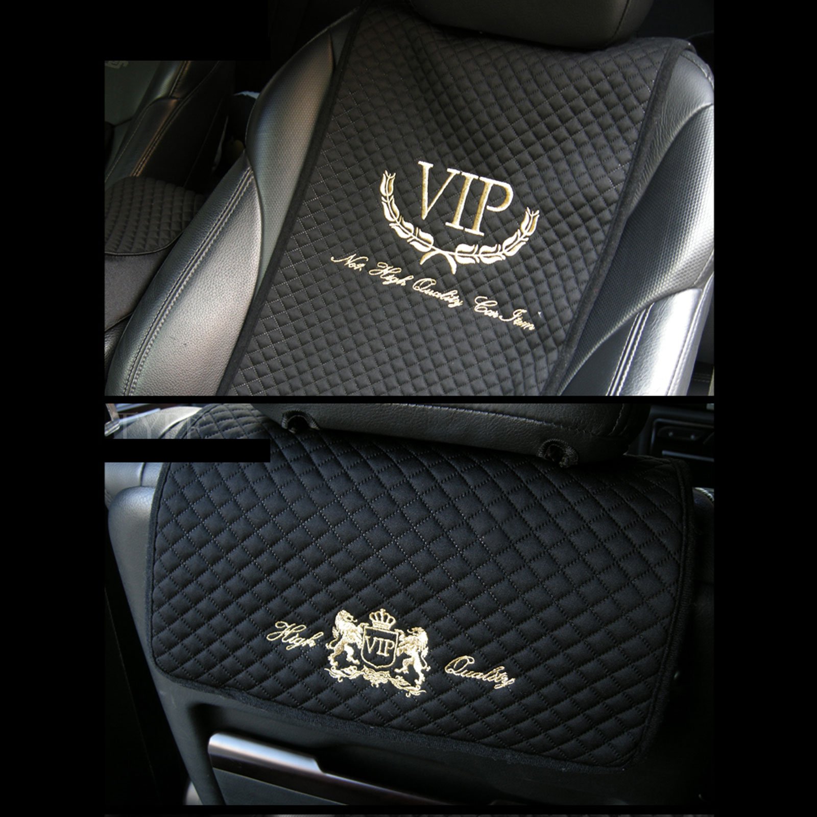 Premium VIP Car Seat Covers with Silver Stitching & Gold Logo - Universal Fit for All Vehicles - Luxury Protection for Cars, SUVs & Trucks - Perfect for Daily Commute, Road Trips & Special Occasions