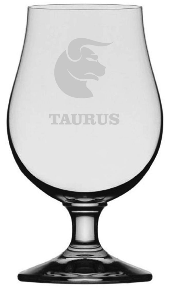 Zodiac Sign Etched Crystal Iona Beer Glass - Taurus - Premium Astrology-Themed Drinking Glass for Beer, Cocktails & Gifts - Perfect for Birthday Parties, Home Bars & Zodiac Enthusiasts