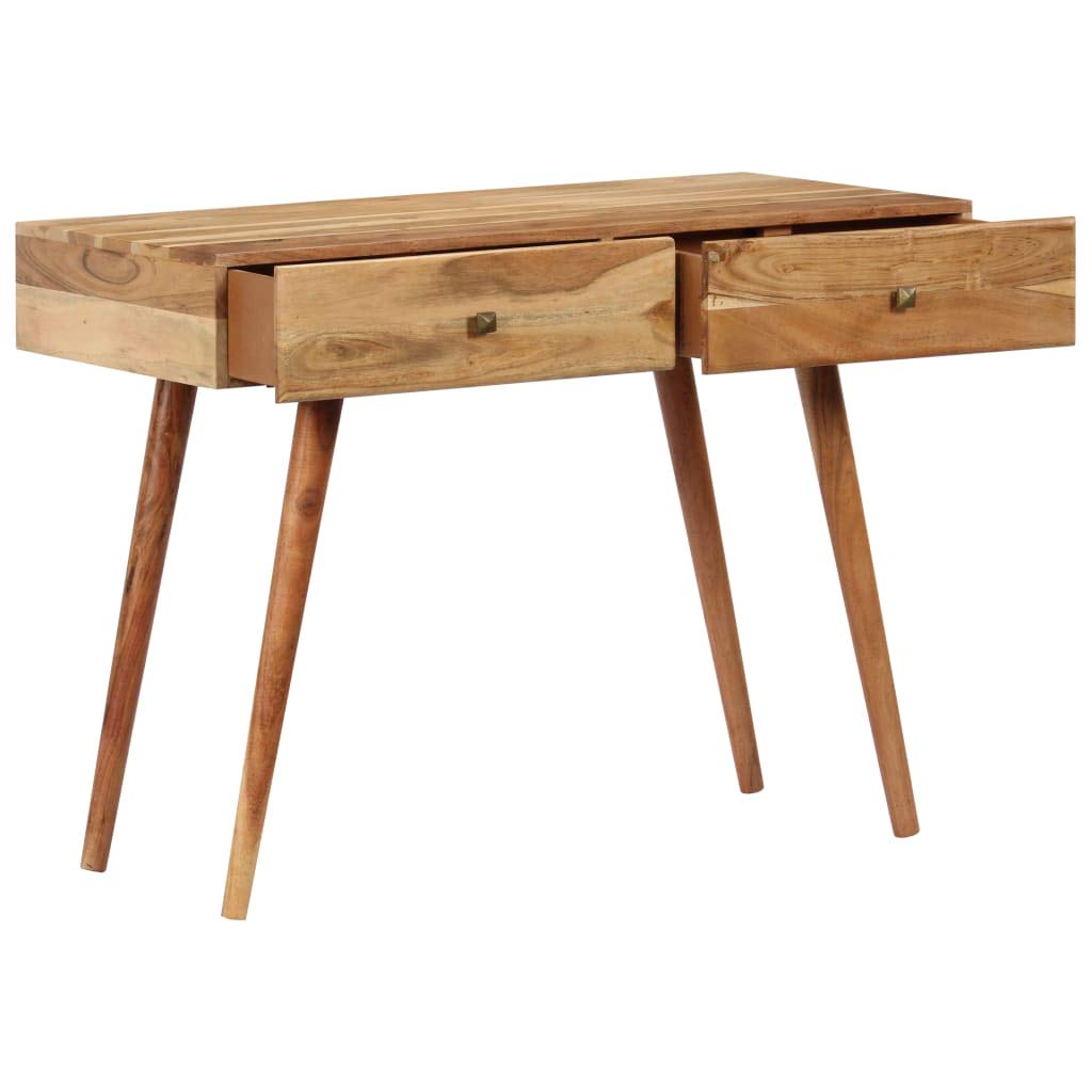 FAMIROSA 39.3x20x29.9 Inch Solid Acacia Wood Computer Desk for Home Office | Study Writing Workstation with Durable Wooden Surface | Perfect for Small Spaces, Apartments & Dorm Rooms