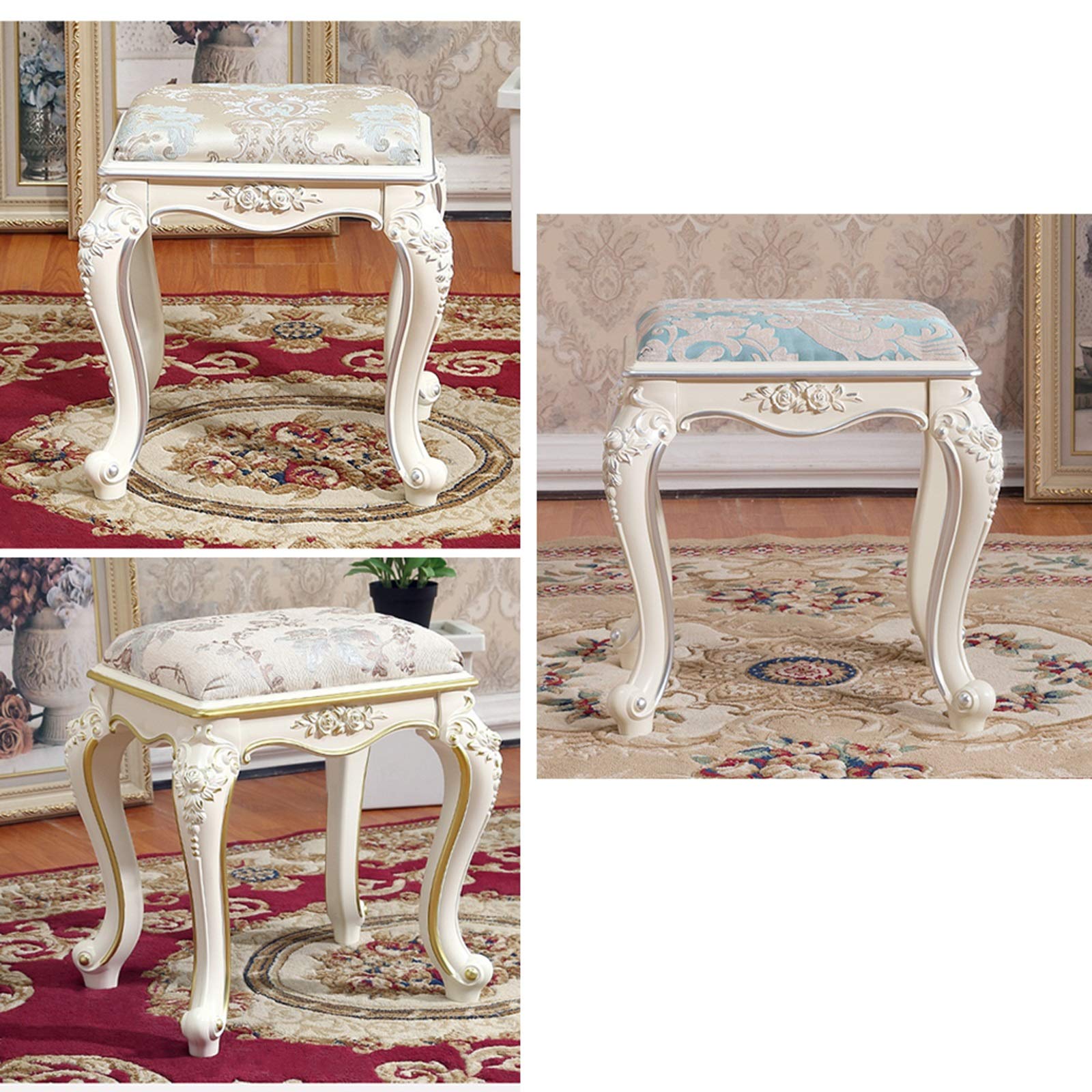 Thick Padded Vanity Stool - Makeup Bench for Bedroom & Bathroom
