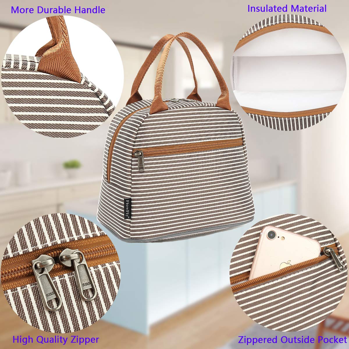 FlowFly Insulated Lunch Cooler Bag - Reusable Tote Lunch Organizer for Women & Men, Perfect for Work, School, Picnics & Coffee Breaks