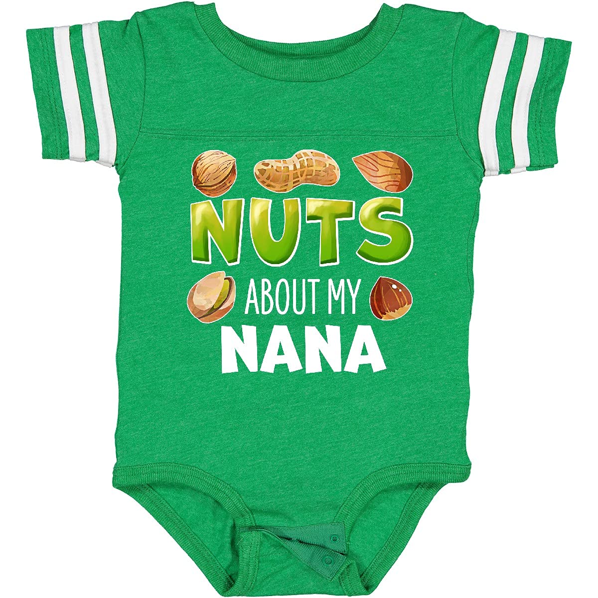 Inktastic Nuts About My Nana Peanut Almond Pistachio Baby Bodysuit - Cute Outfit for Grandparents Day, Family Reunions & Photo Shoots