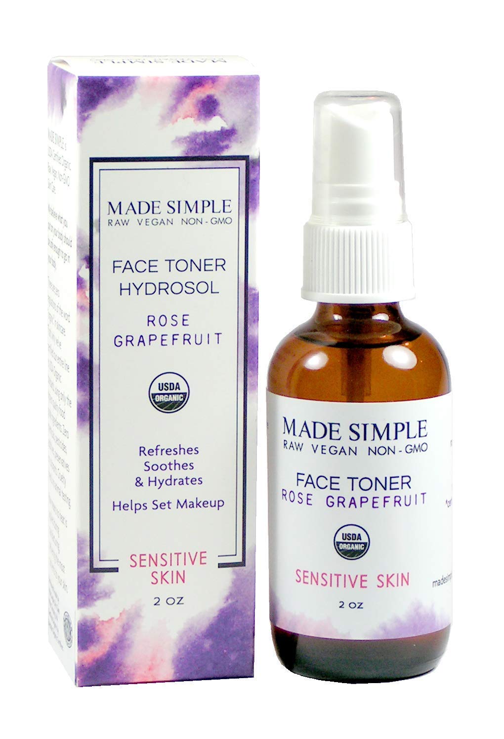 Organic Rose Grapefruit Facial Toner for Glowing Skin - USDA Certified, Vegan & Cruelty-Free - Hydrating & Balancing for Daily Skincare Routine