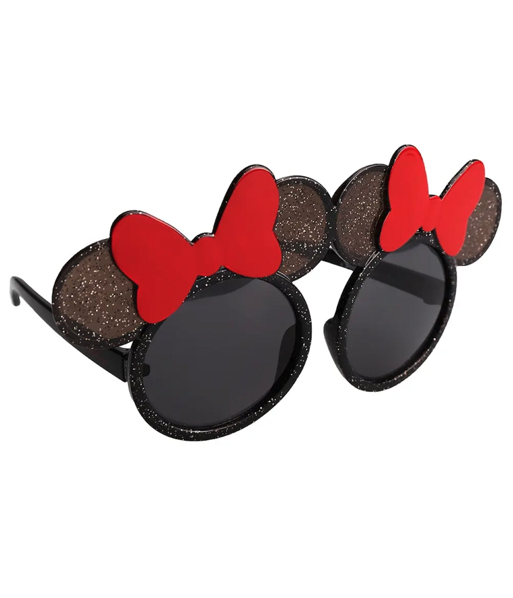 Minnie Mouse Black Glitter Sunglasses for Women - Disney Inspired Fashion Accessories for Summer, Beach, and Outdoor Activities