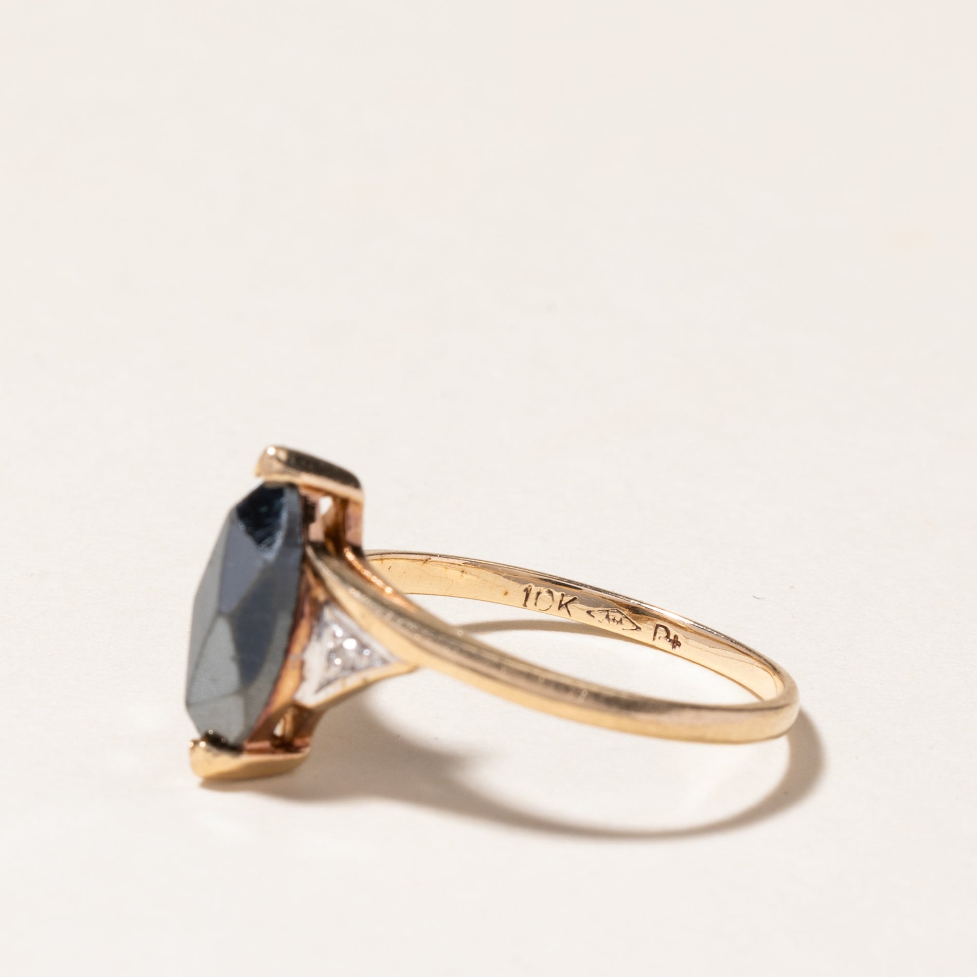 Elegant Marquise Cut Hematite & Diamond Ring - 1.09ct Hematite with 0.01ctw Diamonds - Size 6.25 - Perfect for Evening Parties, Anniversary Gifts & Special Occasions