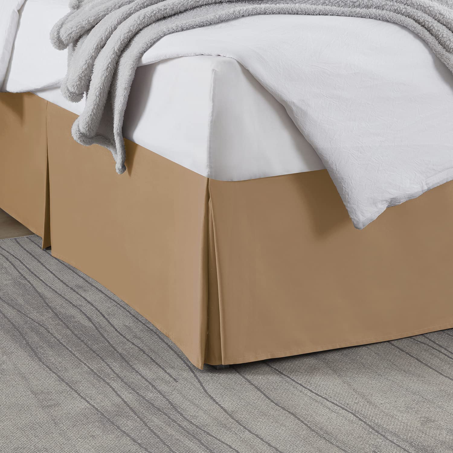 Nestl Light Brown Full XL Bed Skirt - 14 Inch Drop Brushed Microfiber Bed Skirt - Hotel Quality Pleated Bedding - Shrink & Fade Resistant - Perfect for Guest Rooms, Master Bedrooms & Luxury Hotels