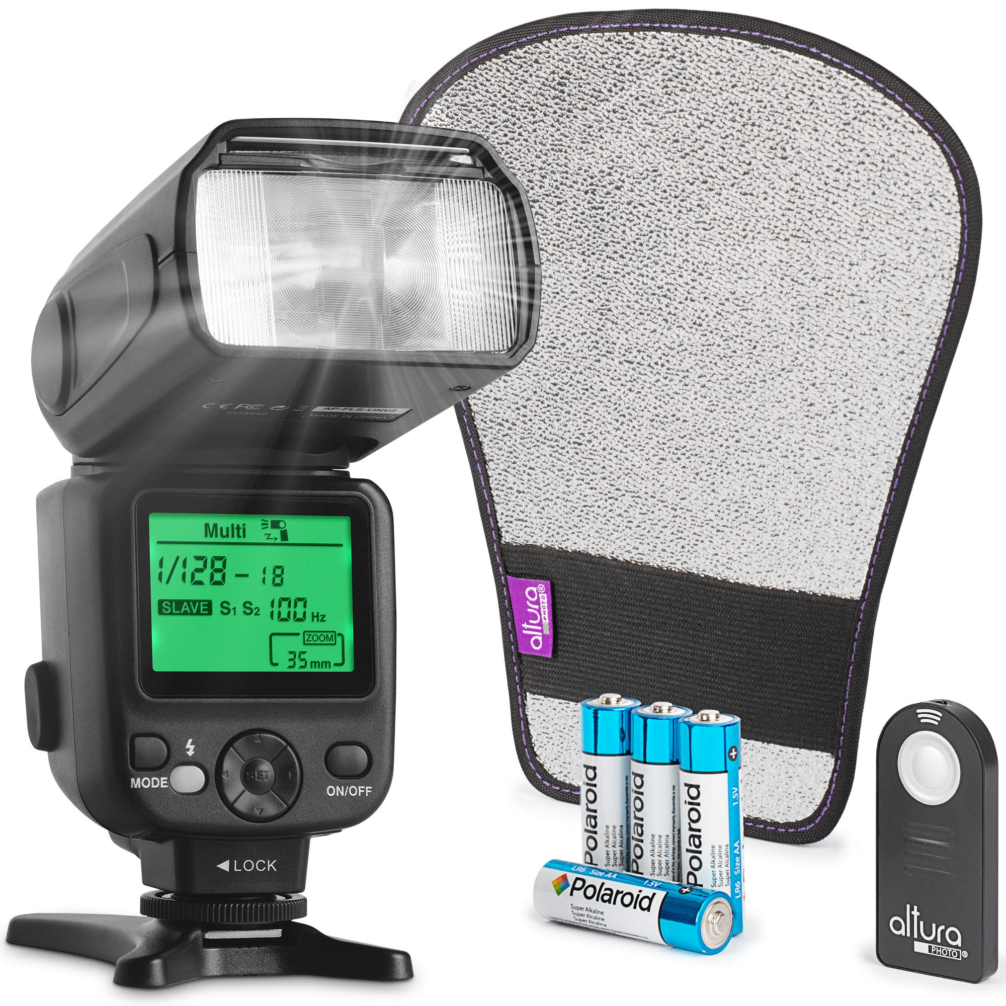 Altura Professional Camera Flash Kit with LCD Display - Universal DSLR & Mirrorless External Flash with Hot Shoe for Canon, Sony, Nikon - Perfect for Wedding, Portrait & Night Photography