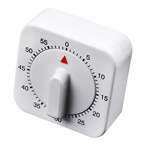 Effective 60-Minute Mechanical Kitchen Timer - White Square Countdown Alarm Clock for Cooking, Baking & Study Reminder | Novelty Count Down Timer for Home & Office Use