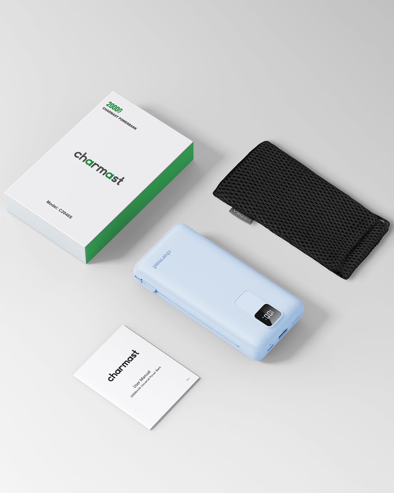 Charmast 20000mAh Portable Charger with Built-in Cables & Wall Plug - 20W Fast Charging Power Bank for iPhone 16/15/14/13, Samsung, Google, iPad - Perfect for Travel, Camping & Emergency Power Backup