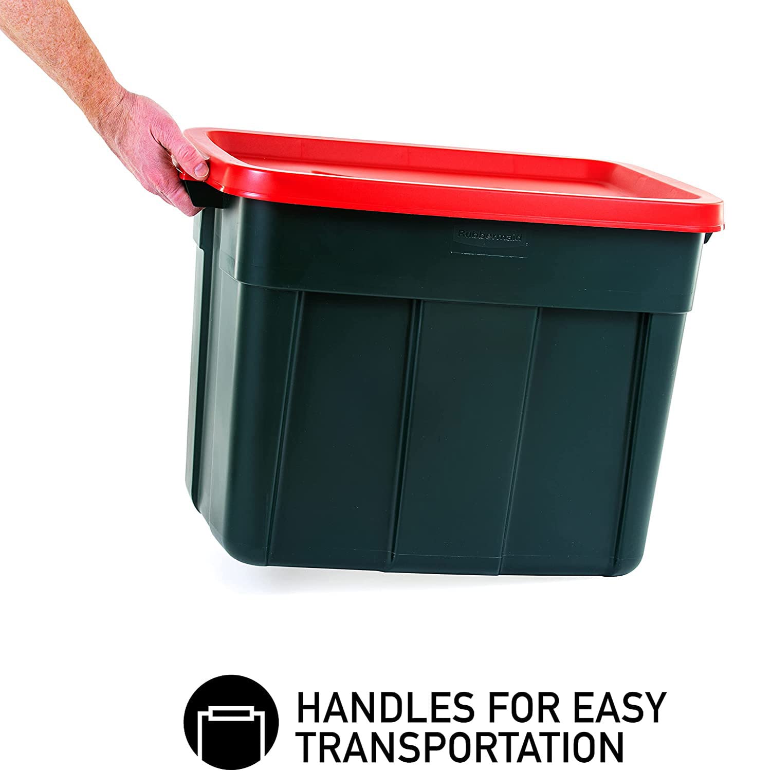 Rubbermaid Roughneck 18 Gallon Storage Totes - 6 Pack Heavy Duty Stackable Plastic Bins with Lids & Handles | Made in USA | Green & Red | Ideal for Home Organization, Garage Storage & Moving Supplies