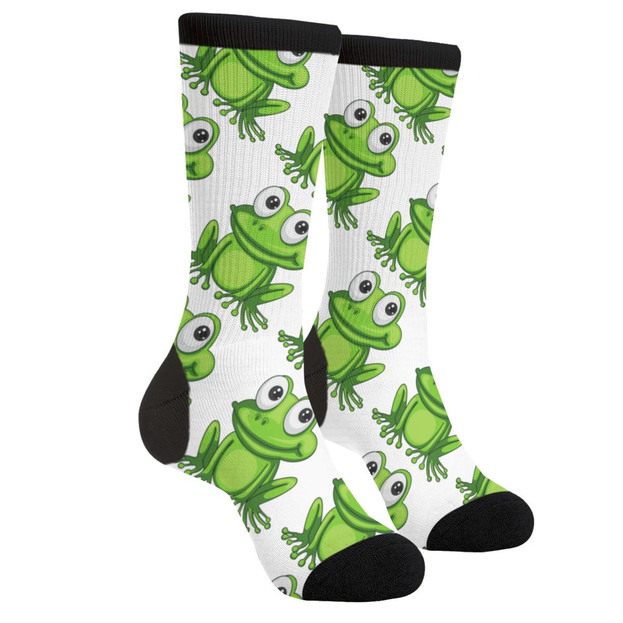 Fun Cartoon Frog Crew Socks - Unisex Novelty Dress Socks for Men & Women - Perfect for Costume Parties, Gifts, and Casual Wear