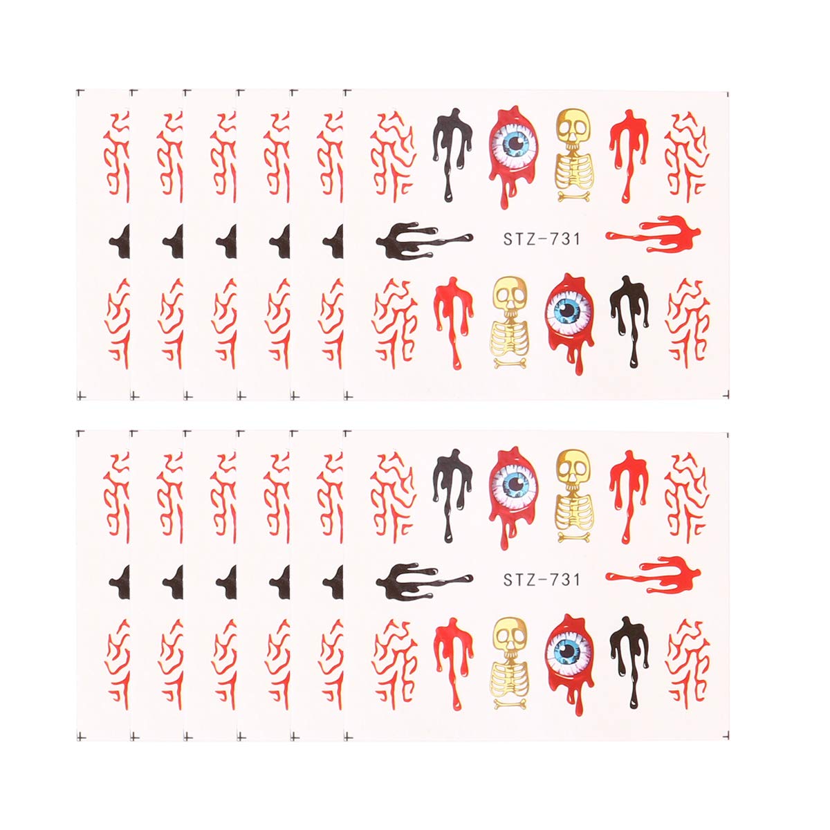 PartyKindom Halloween Home Decorations - 10pcs Bloody Eye Skeleton Nail Stickers for Spooky Manicure | Scary Nail Art for Halloween Parties & Horror Theme Events