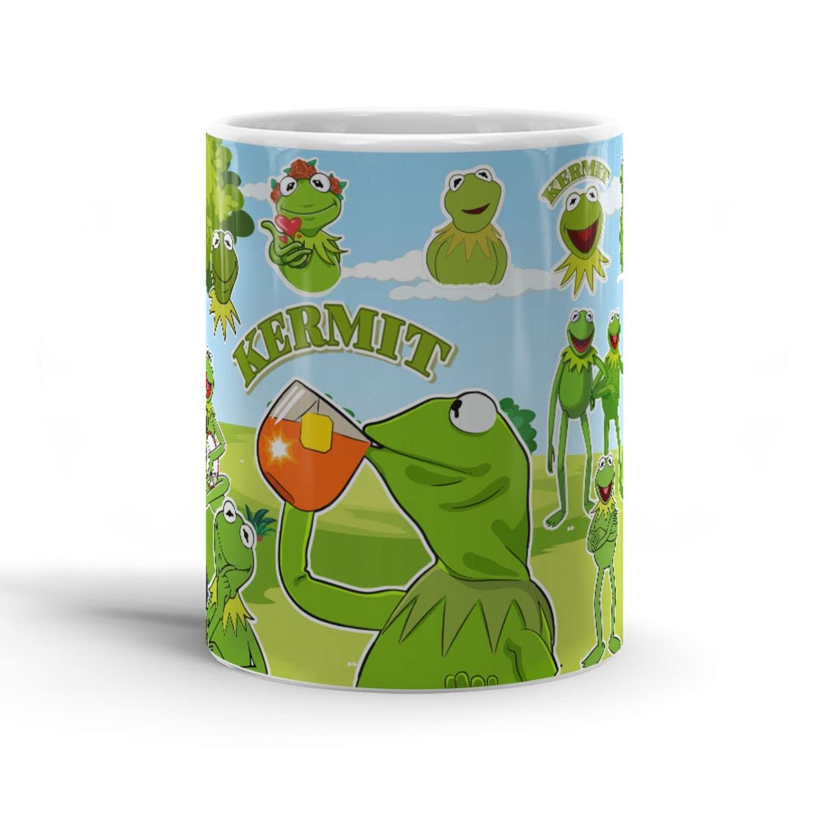11oz Kermit The Frog Ceramic Coffee Mug - Cute Cartoon Muppet Travel Cup for Tea & Coffee | Perfect Gift for Christmas, Birthday, Coworkers | Funny Meme Cup for Office, Home & Travel Use