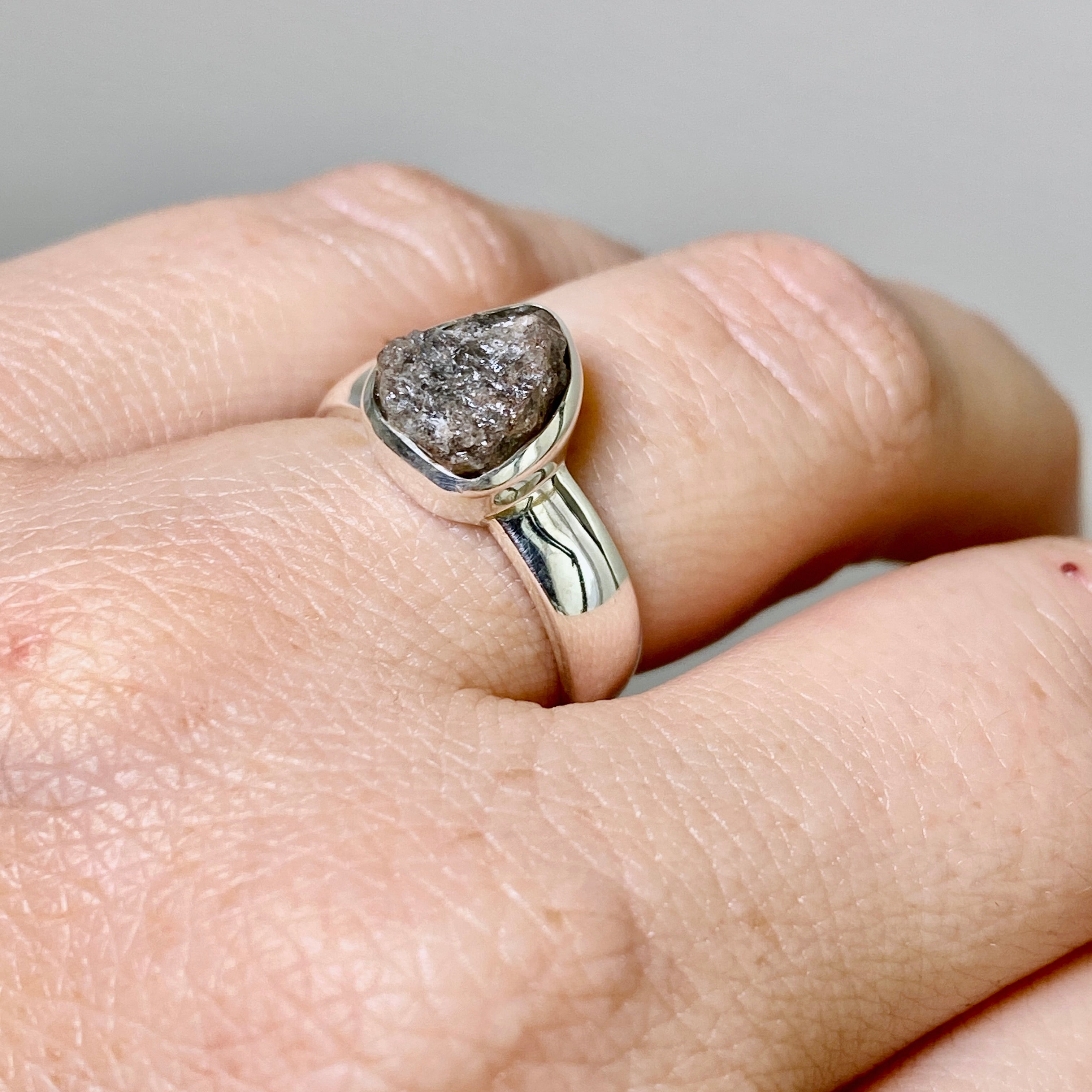 Natural Rough Diamond Freeform Raw Ring - Size 6.5 - PRGJ885 - Unique Handmade Jewelry for Boho Wedding & Everyday Fashion