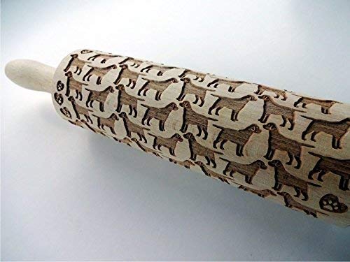 Engraved Labrador Dog Pattern Rolling Pin for Embossed Cookies - Perfect Baking Gift for Dog Lovers & Home Bakers (Ideal for Holidays, DIY Cookies, and Special Occasions)