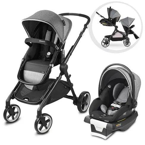 Gold SensorSafe Pivot Xpand Smart Modular Travel System - Moonstone | Expandable Stroller & Car Seat Combo for Safe & Convenient Travel with Baby | Perfect for Airports, Road Trips & Daily Outings