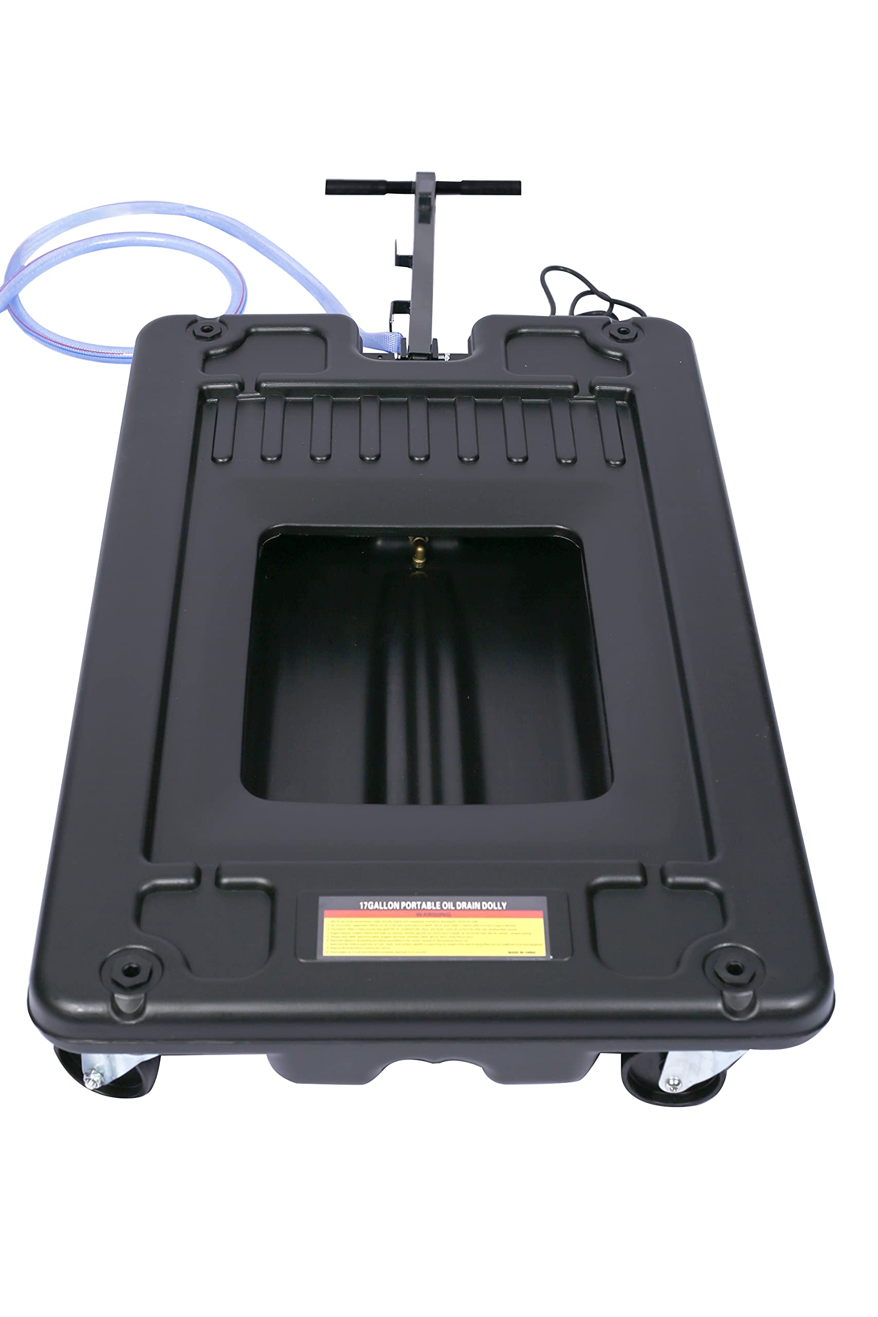 HomVent 17-Gallon Black Stainless Steel Oil Drain Pan with Electric Pump - Portable Low Profile Oil Change Pan for Trucks, SUVs & Cars - Ideal for DIY Auto Maintenance & Garage Use