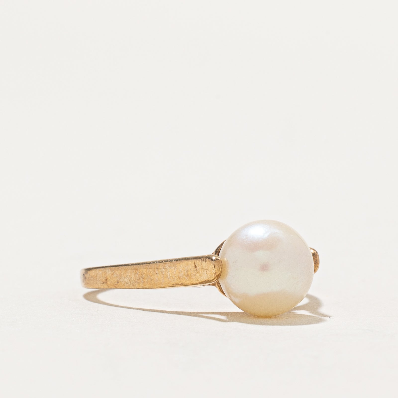 Solitaire Pearl Ring for Women - 14K Gold Plated, Size 5.5 - Elegant Bridal Jewelry, Anniversary Gift, Wedding Band, Engagement Ring for Her